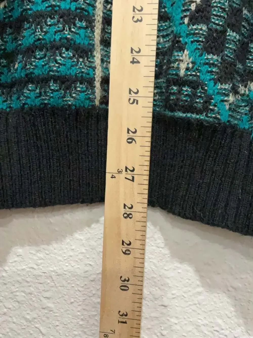 Vintage McGregor Geometric Abstract Knit Sweater Teal Black Size Large